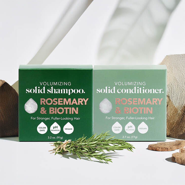 RootBar רוזמרין – סט שמפו וקונדישינר מוצק עם שמן רוזמרין לחיזוק השיער והקרקפת